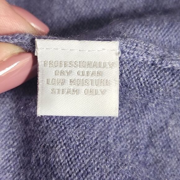 Charter Club 2-Ply 100% Cashmere Blue/Lavender Turtleneck Thin Knit Sweater M - Picture 6 of 6